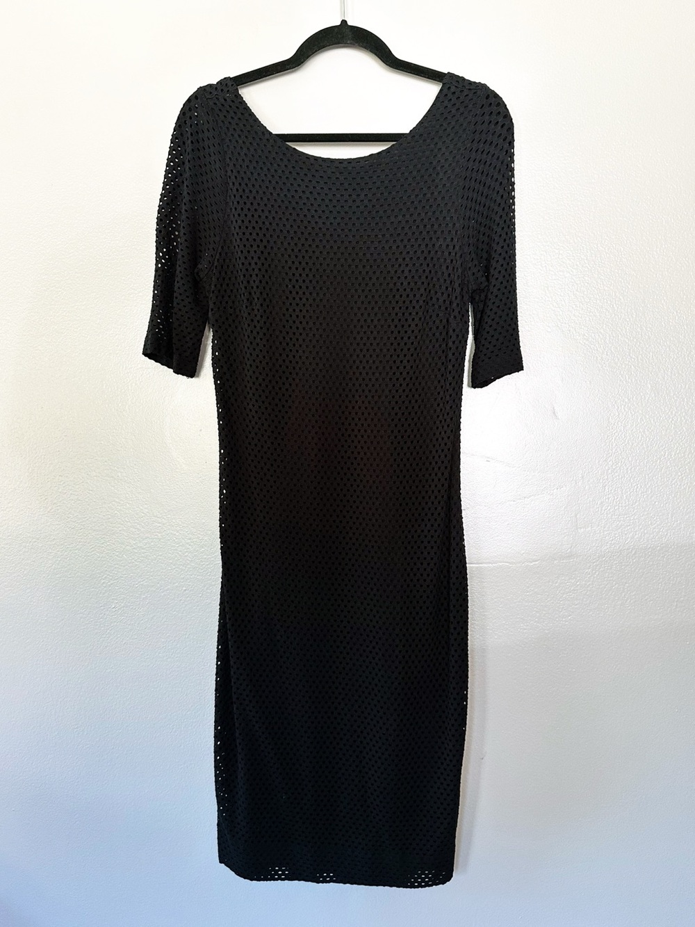 Banana Republic Black Perforated Knit Midi Dress Size 4
